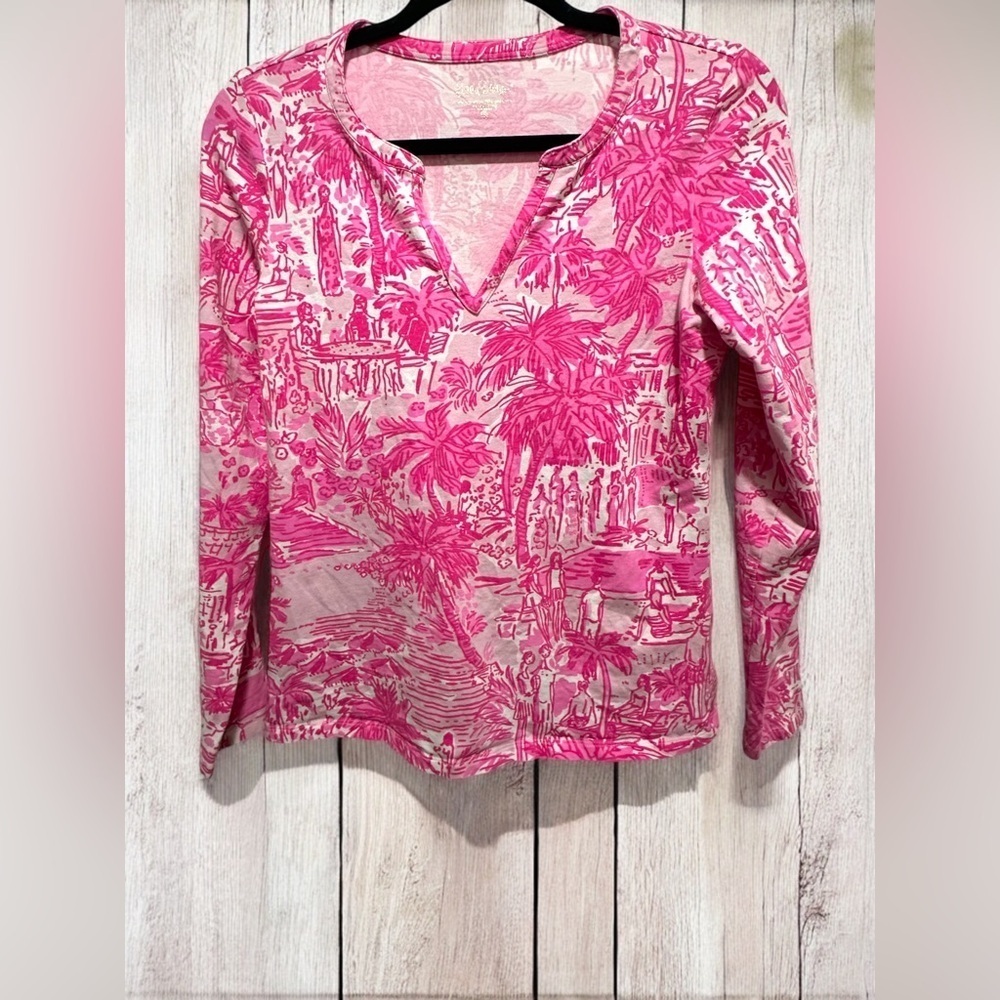 Lilly Pulitzer Kayleigh top size small paradise pink rule breakers EUC
